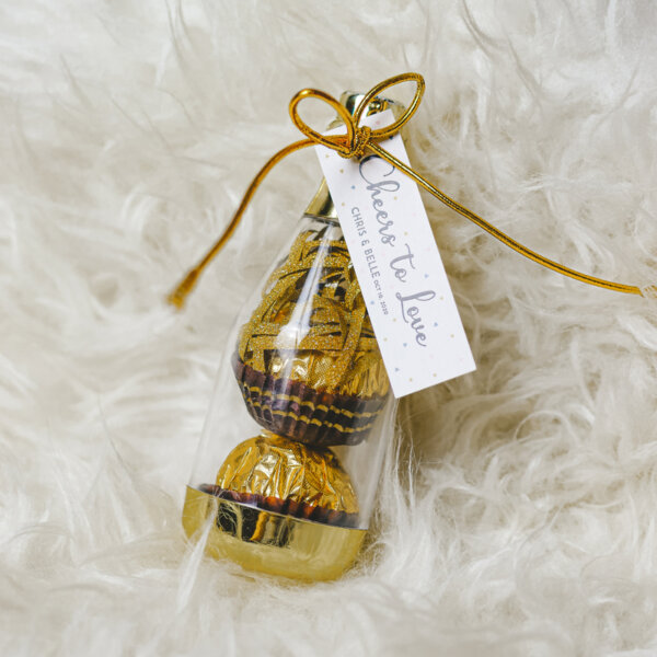 Custom Appreciation Gifts, Thank You Gifts, Personalised Wedding Door Gift - Mini Champagne Bottle with Chocolate