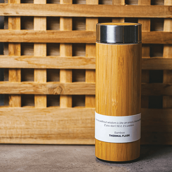 Double Walled Bamboo Thermal Flask