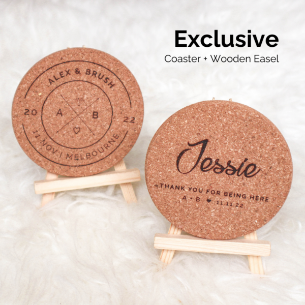 Personalised Exclusive Cork Coaster with Mini Easel Corporate Door Gift