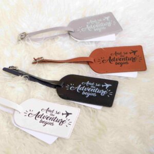 Captivating Souvenir Ideas for your Wedding - Leather Luggage Tag