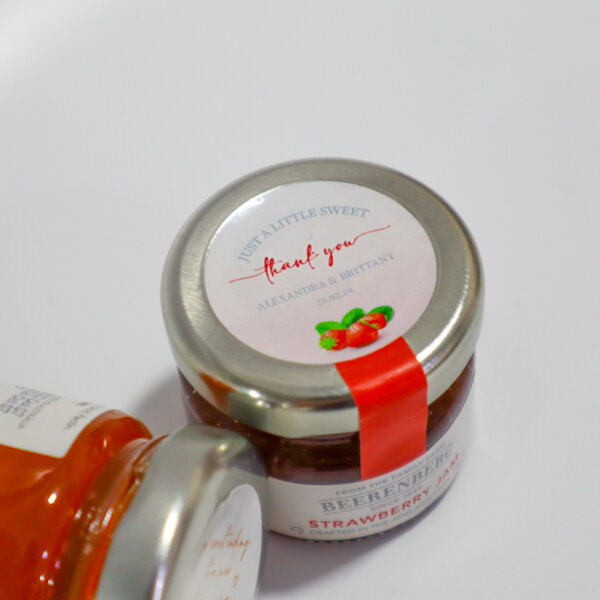Mini Strawberry Apricot Jam Door Gift Goodies by A Little Thing