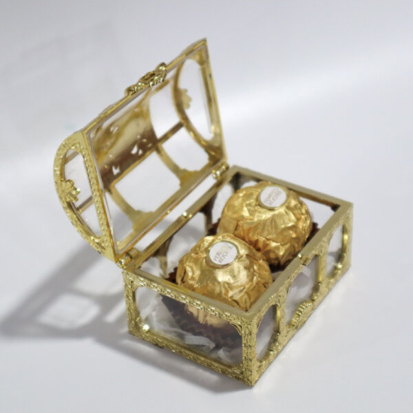 Golden Treasure Chest with Ferrero Rocher - Chocolate Elegant Event Door Gifts
