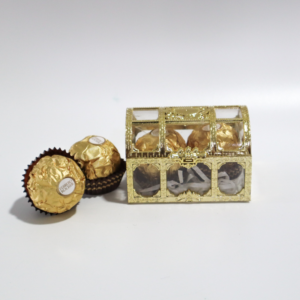 Ferrero Rocher Door Gift - Golden Treasure Chest with Chocolate - Front View